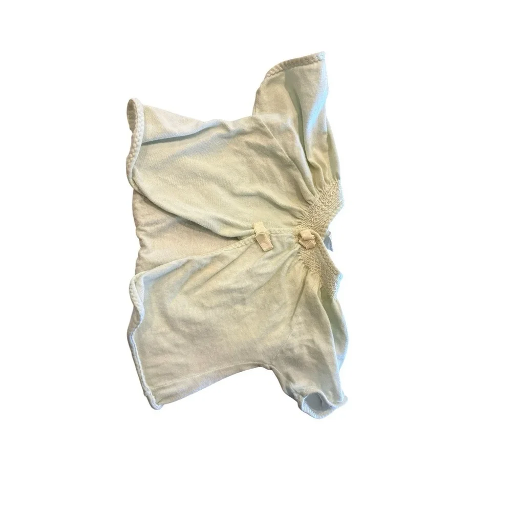 2 Vintage Carter's Shirt Jacket Girls 0-6 Months White Blue Bow Cotton 50's